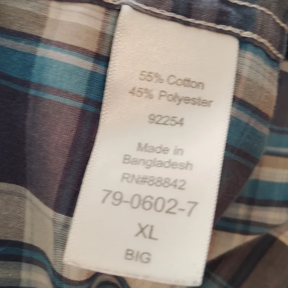 King Size Plaid Short Sleeve Button Down Shirt sz XL‎ - Picture 5 of 8